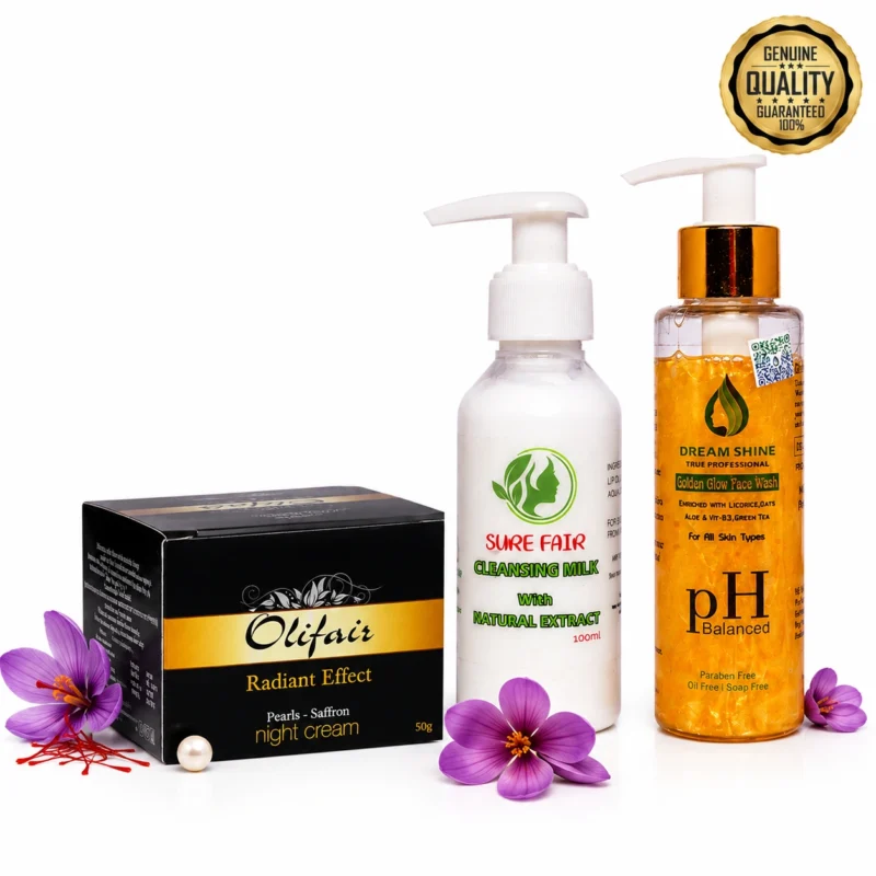 Olifair Night Cream Surefair Olifair Night Cream Surefair Cleansing Milk Dreamshine Facewash Combo (50g 100ml 100ml) - Image 1