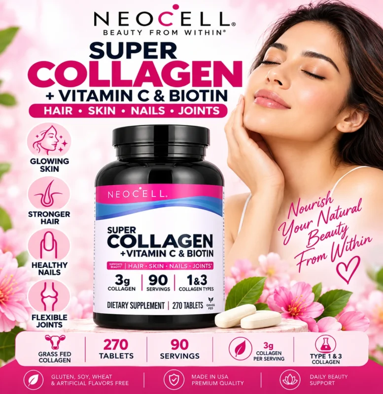 Radiant Beauty Collagen Supplement Ad NeoCell Super Collagen + Vitamin C & Biotin - Image 1